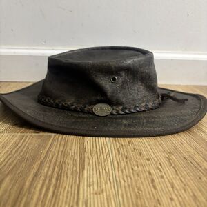 Barmah Hat Mens Large Brown Squashy Kangaroo Leather Outback Cowboy Australia